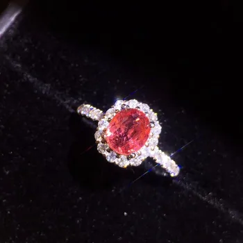 

Fine Jewelry Real Pure 18 K Gold Jewelry 100% Natural Padparadscha Pink Sapphire Gemstones 1.42ct Diamonds Stone Female Ring