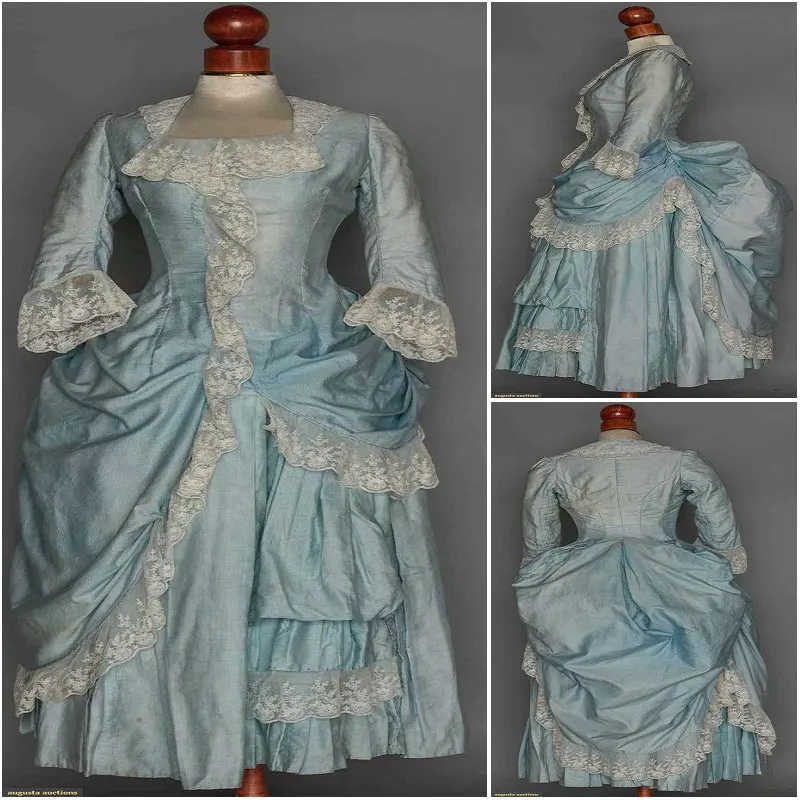 

2017 New!Blue 19 Century Victorian Dress1860S Scarlett Civil War Southern Belle dress Cosplay Halloween dresses US4-36 C-911