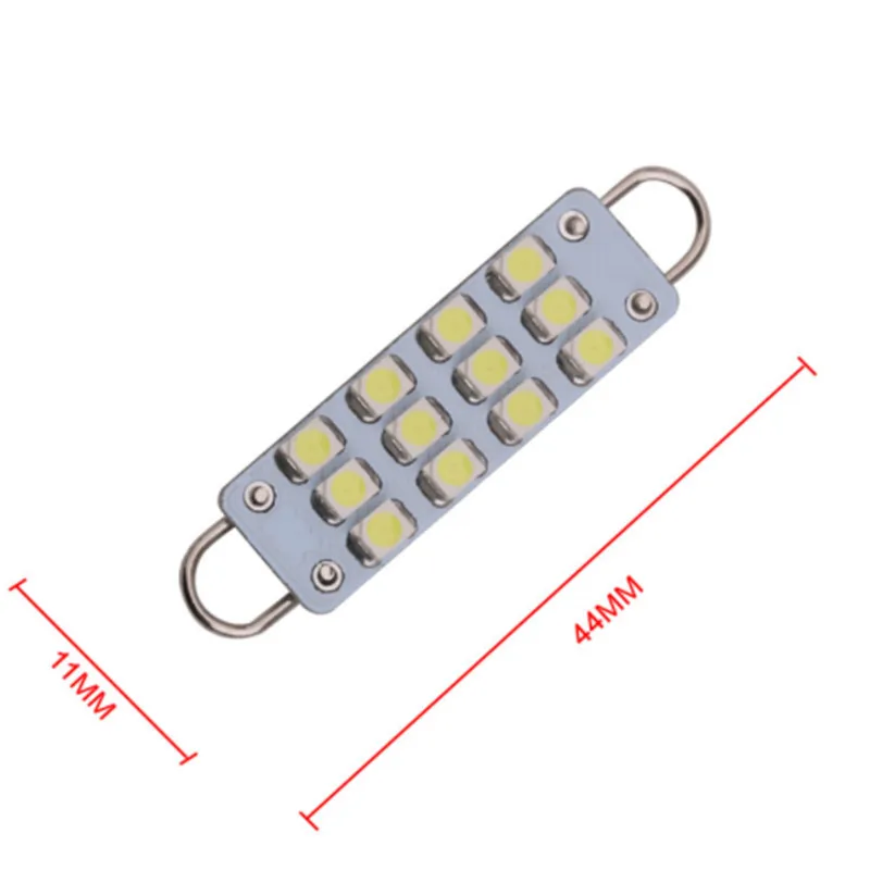 100 шт./лот гирлянда светодиодный 44 мм светодиодный 3528 1210 smd c5w 12 Светодиодный светодиодный купольный фонарь купол электролампочка для внутренних помещений белый стайлинга автомобилей
