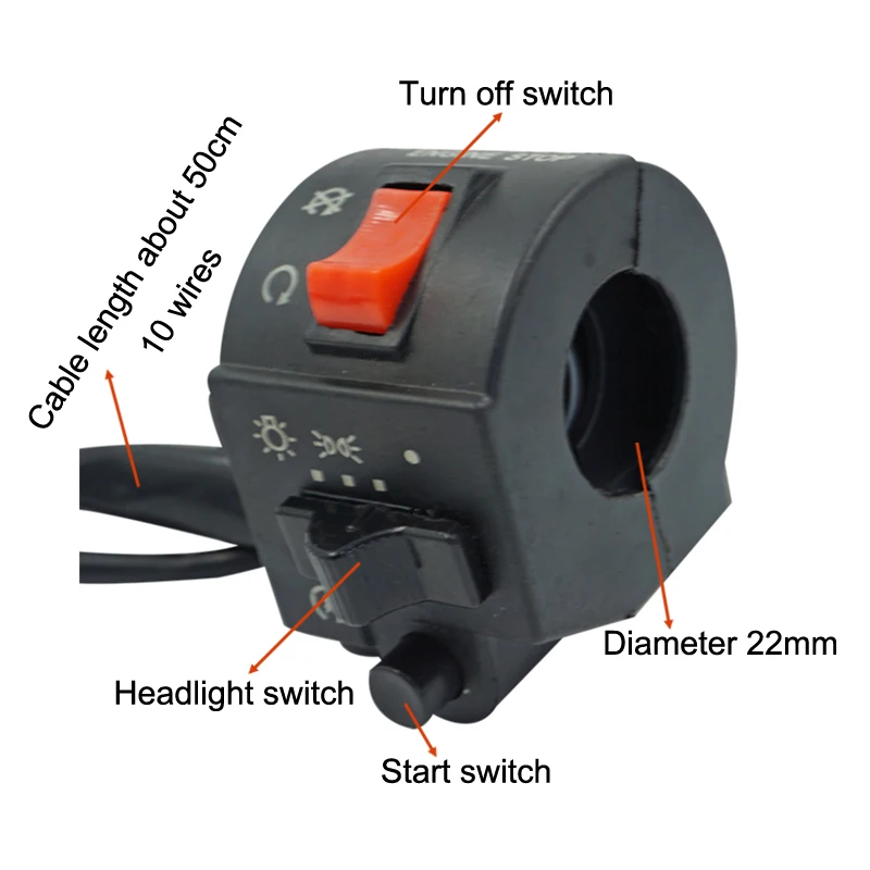7/" мотоциклетный руль с рукояткой, рупорный сигнал поворота, головной светильник, противотуманный светильник, Электрический пусковой руль, переключатель контроллера для CG125