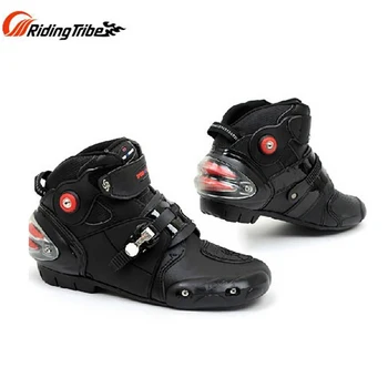 

Motorcycle Gear protection plu size boots Microfiber Leather waterproof Racing boot motocross Black Motorbike boots size 47