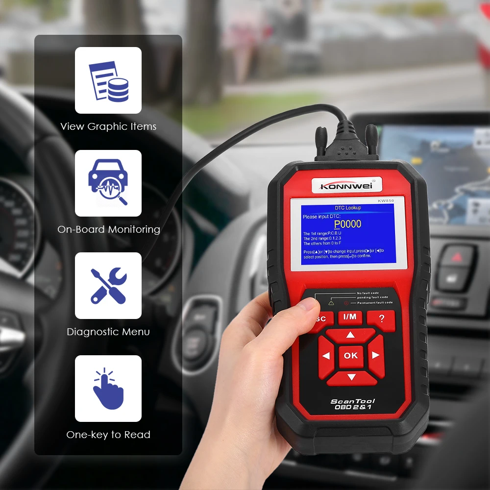 Konnwei KW850 может OBD2/EOBD(система бортовой диагностики универсальных автомобильных сканеров