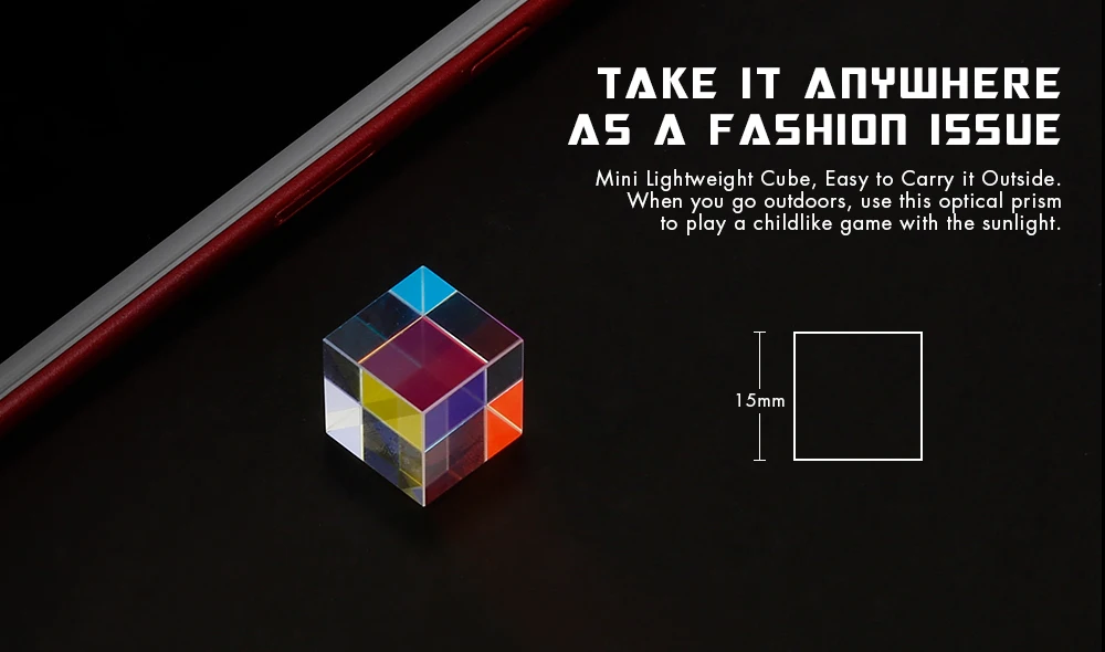 15mm x 15mm Optical Cube Prism Laser Beam Combination Toy