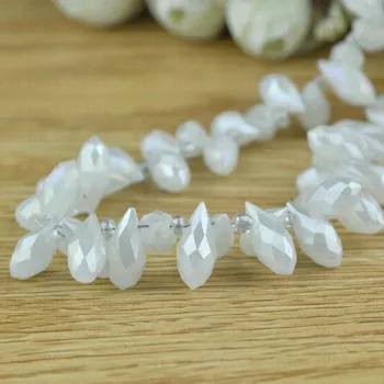

100pcs 6x12mm White AB Color Briolette Pendants Waterdrop Crystal Glass Jewelry Loose Teardrop Beads DIY