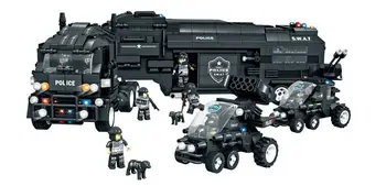

42 CM Big Military Arms police Command vehicle Model Swat team Building Blocks Bricks Toys gift for children