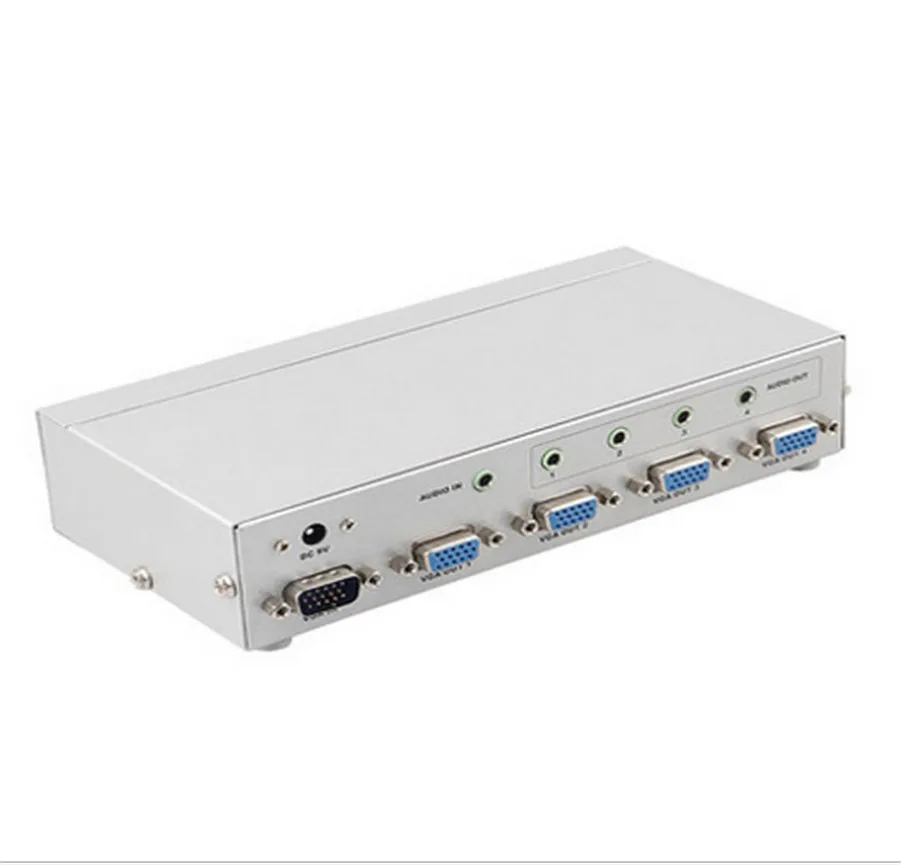 Free Shipping MT-VIKI 350Mhz 4 Port VGA Video Audio Splitter Distributor 1 input to 4 Output support widescreen Maituo 3504AV