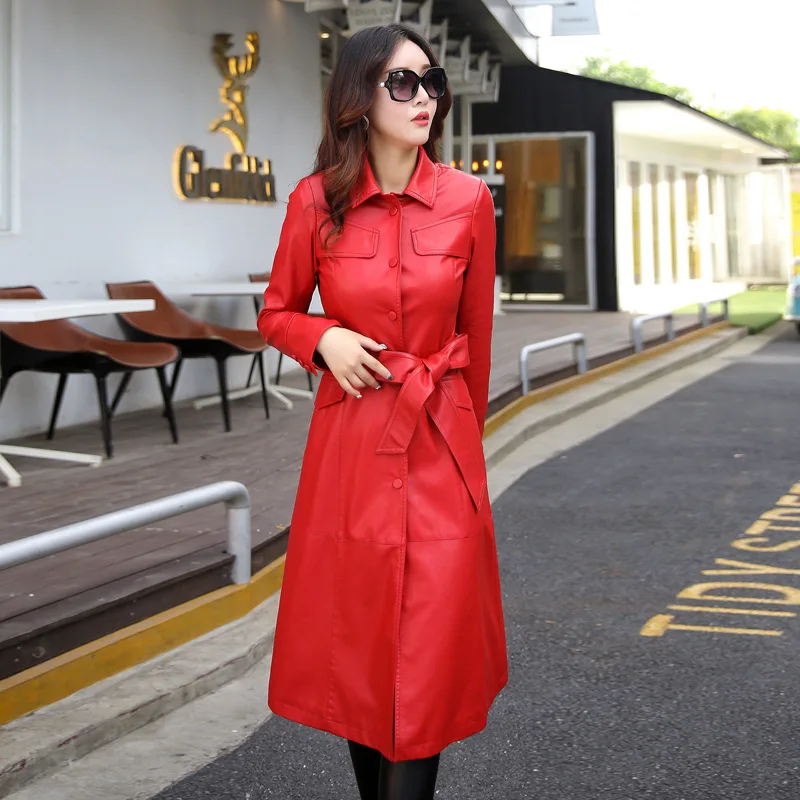 Armée Femmes Très Taille La Manteau 4xl Vert army Hiver 3 Automne rouge Cuir 5xl 2017 As6702 Tranchée Green En Plus Veste Couleurs Long Pour Noir Longue UIxZZ