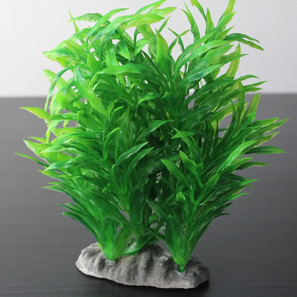 Зеленый Искусственный пластик подводный декоративный растение водная трава сорняки аквариум орнамент Декор Пейзаж