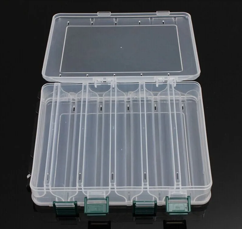 Double Sided 14/10 Compartments, KAWA Fishing Box, High Strength Transparent Visible Plastic  Box with Drain Hole, Free Shipping