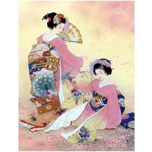 Diy фото на заказ Алмазная картина вышивка крестиком 5D полная квадратная Круглая Мозаика Алмазная вышивка японское кимоно womanZP-1227