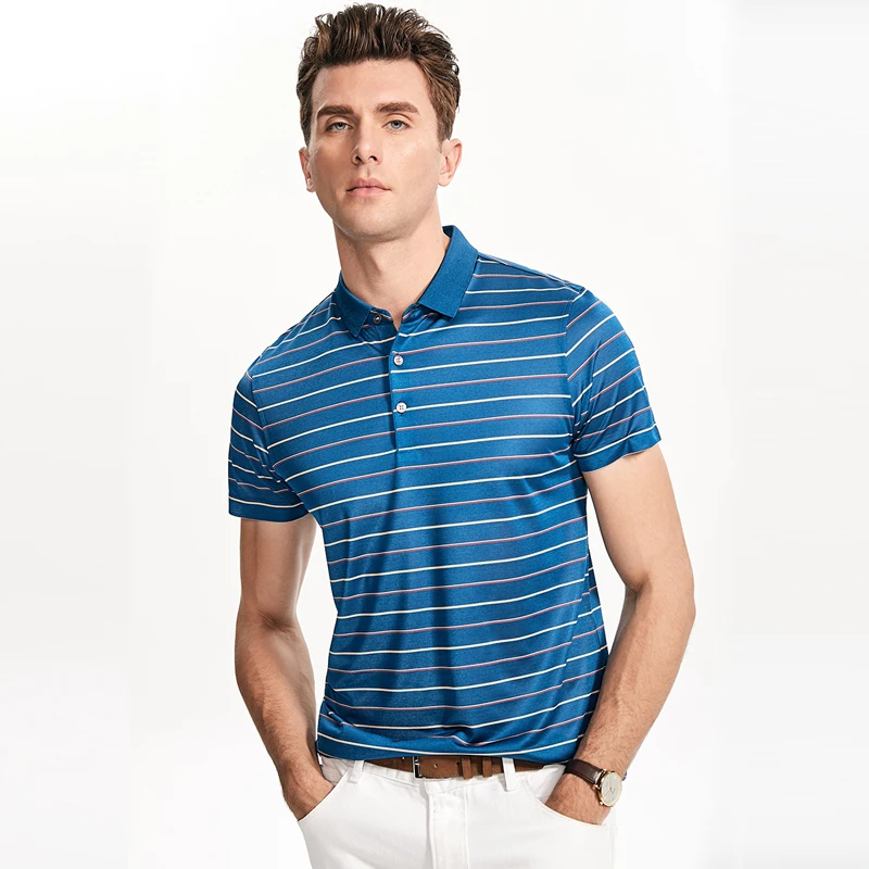 Новые летние мужские трикотажные рубашки поло из шелка тутового шелкопряда в