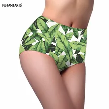 INSTANTARTS зеленый тропический пальмовый лист печати для женщин плавание ming Trunk Высокая талия летние сексуальные бикини Низ купальный Пляж шорты для плавания