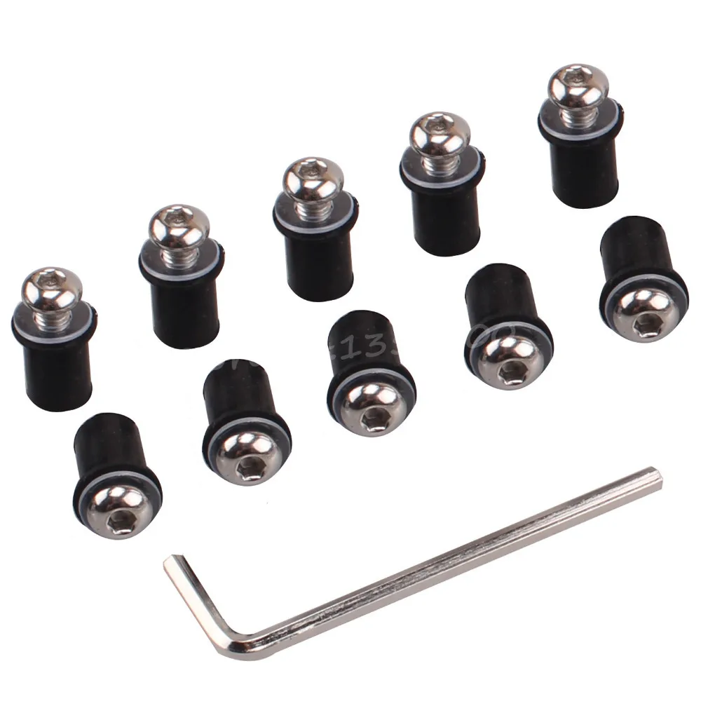 10x Motorcycle Parts Motorcycle Windshield Windscreen Silver Bolts