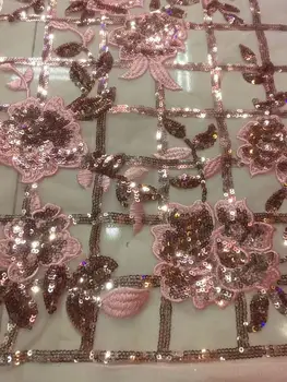 

embroidered J-6278 African Tulle Lace Fabric with sequins flower French net Lace Fabric