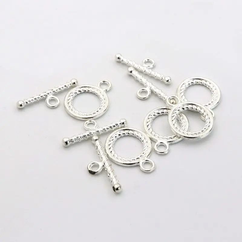 

10Sets/lot Silver Round Metal Connector Hook OT Clasps Toggle For Jewelry Making Finding Diy Handmade Bracelet Chain Accessories