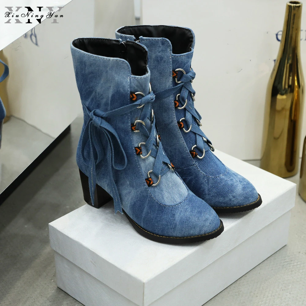 ladies denim boots