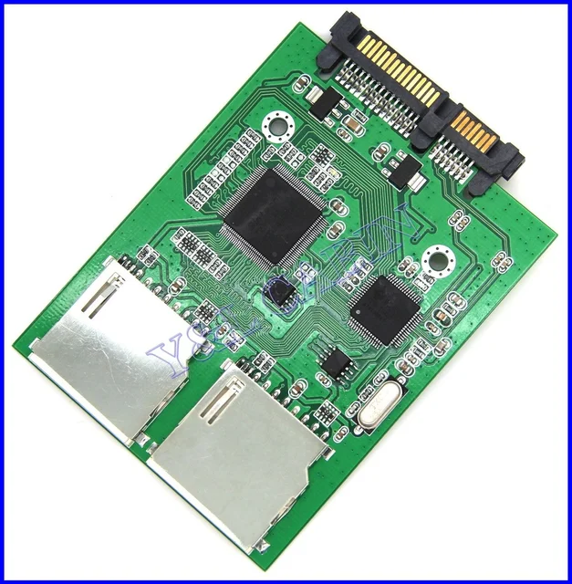 2 Port Dual SD SDHC Secure Digital MMC Memory Card to 7+15P SATA Serial