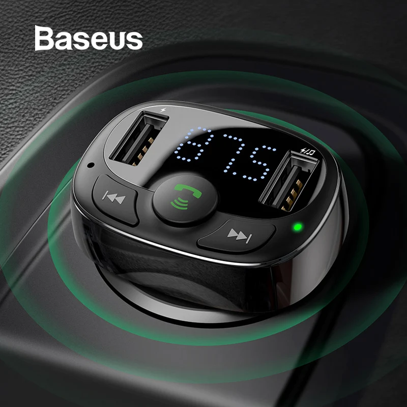  Baseus двойной зарядное устройство USB с fm-передатчик Bluetooth Handsfree fm-модулятор телефон зарядное устройство в автомобиле для iPnone Xiaomi HUAWEI 