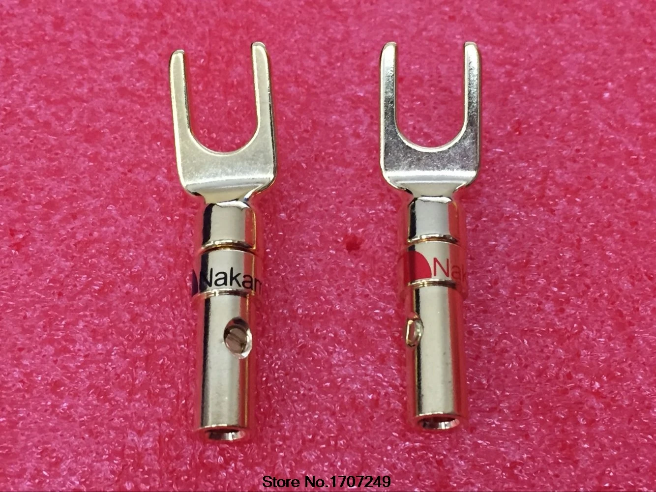 

Free Shipping 10pcs Gold Plated Nakamichi Brass Y U- type Screw Spade Speaker Plugs Audio Screw Fork Connector Adapter