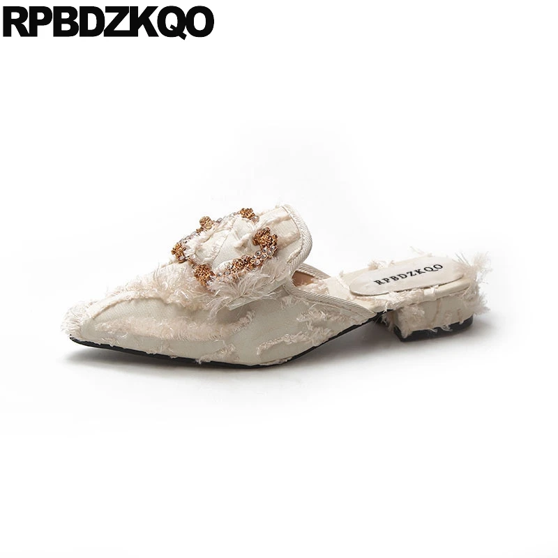 white slides shoes autumn ladies diamond pointed toe brand crystal mules 5 most popular products 