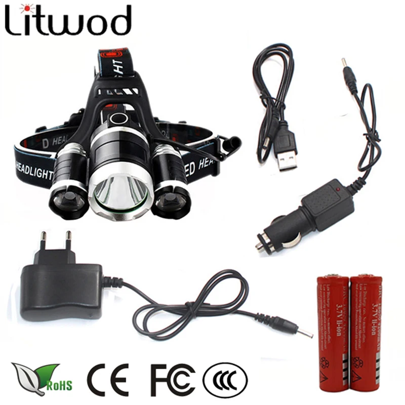 z10 led headlamp Headlight 9000 Lumen chips 3x XM L T6 LED Head Lamp Flashlight head