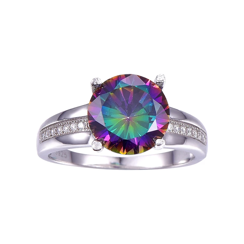 Koop Merk Sieraden 6.3Ct Opvallende Rainbow Fire Mystic Topaz Ring Voor Lady Verjaardagscadeau 925 Solid Sterling Zilver Maat 6 7 8 9