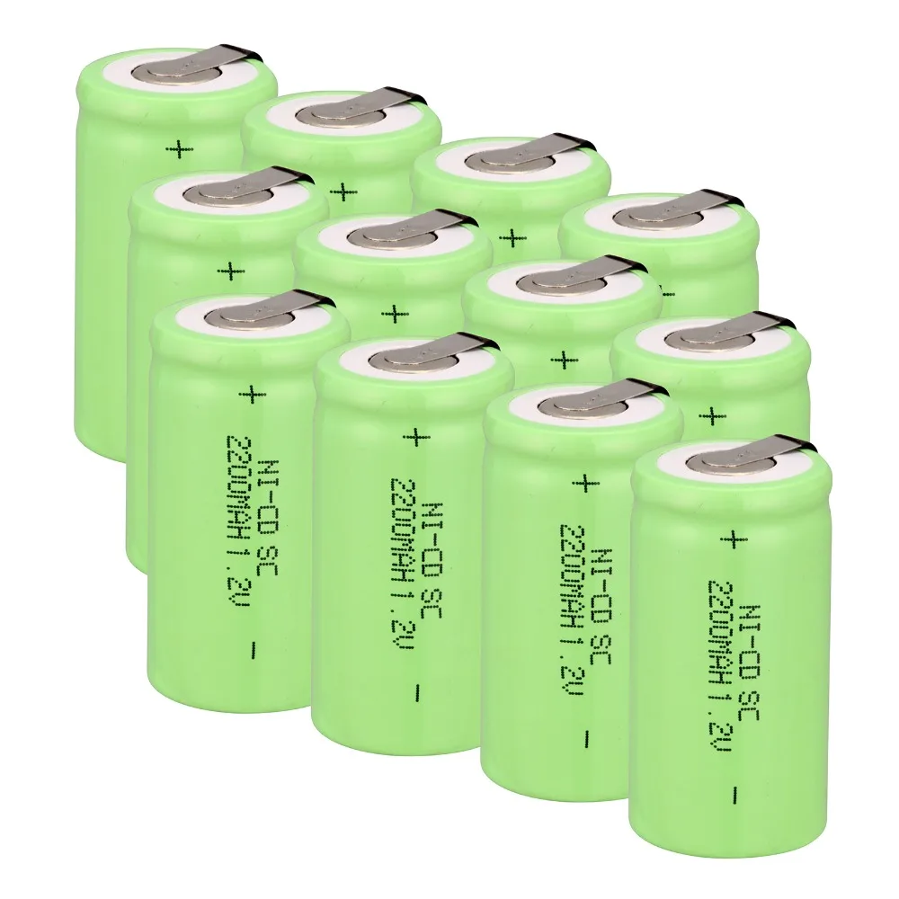 

RU Warehouse 12pcs Anmas Power 1.2V Ni-CD Sub C SC 2200mAh Green Rechargeable Battery nicd SC battery with tab