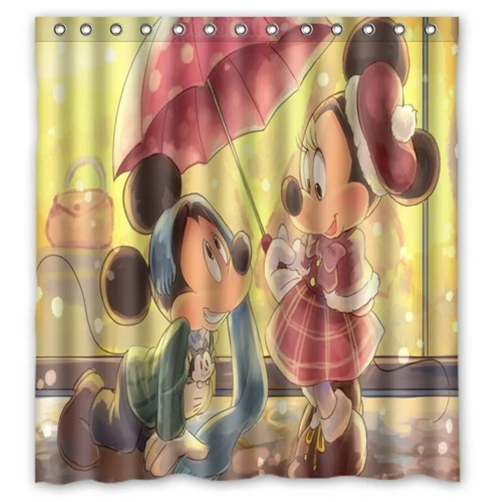 

Custom Mickey Mouse Waterproof Polyester Fabric Bathroom Shower Curtain