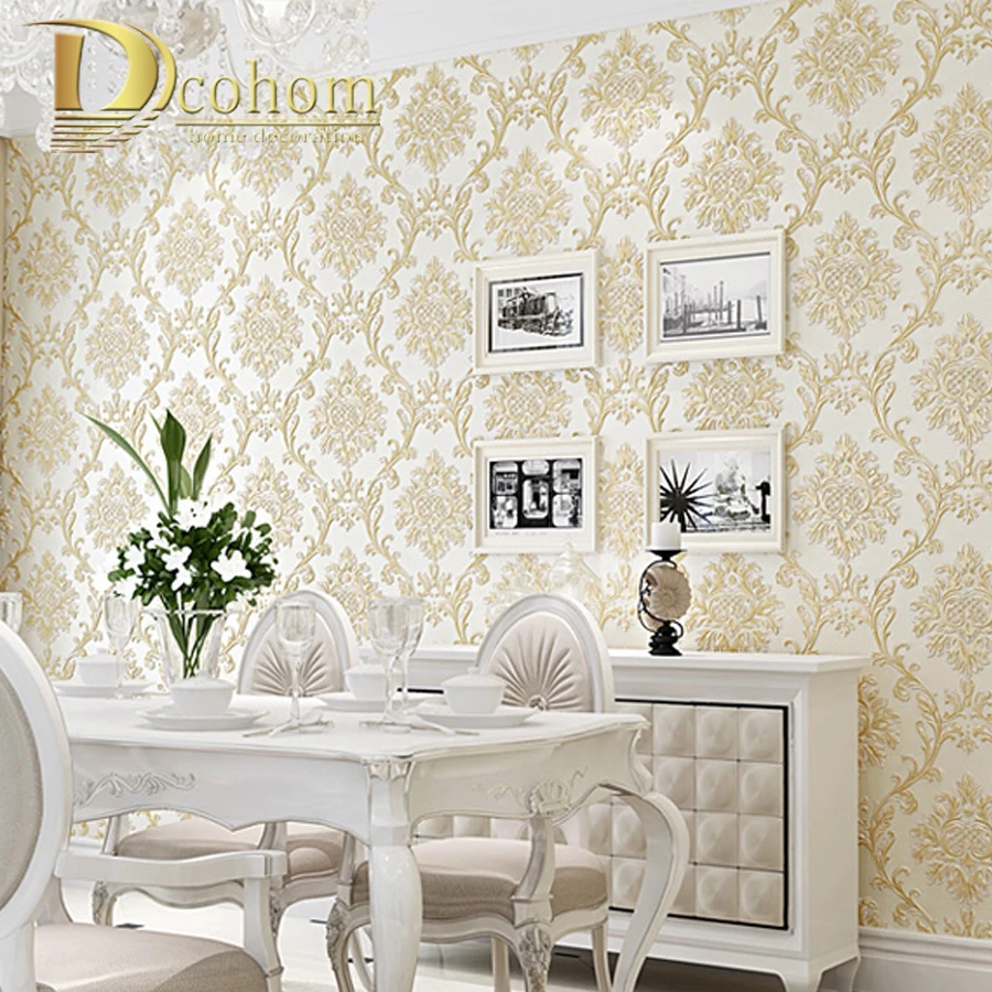 European Style Modern Wallpaper Design Damask Embossed 3d Wallpapers