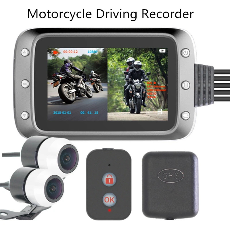 Мотоцикл gps DVR Dash Cam Full HD 1080P+ 720P передний и задний вид Водонепроницаемая мотоциклетная камера Встроенный g-сенсор Dashcam