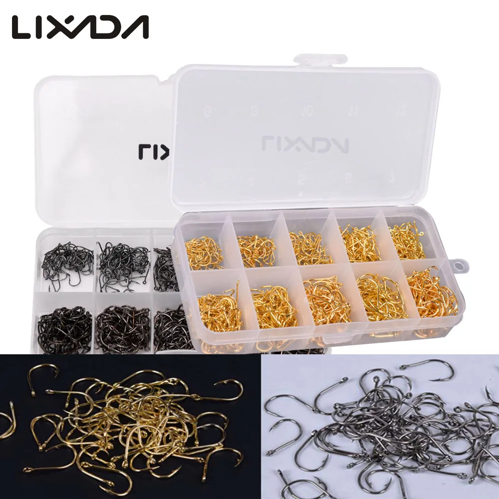 Lixada 600 шт./лот рыболовные крючки из углеродистой стали с отверстием снасти