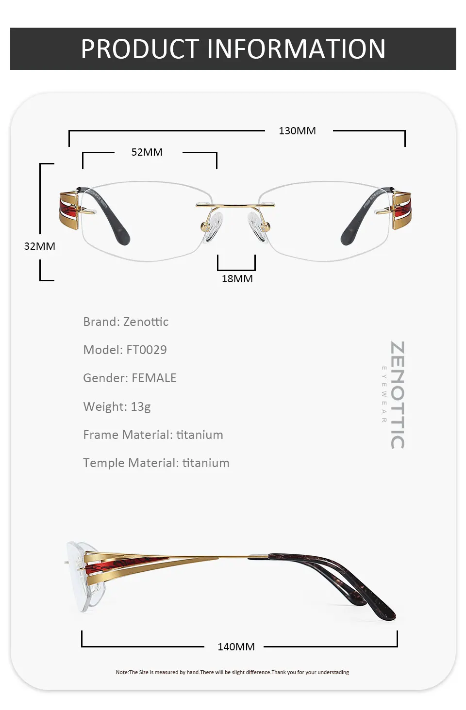 Titanium Rimless Glasses Frames Women 2019 Ultralight Eyeglasses Myopia Computer Optical Glasses Frames Eyewear (1)