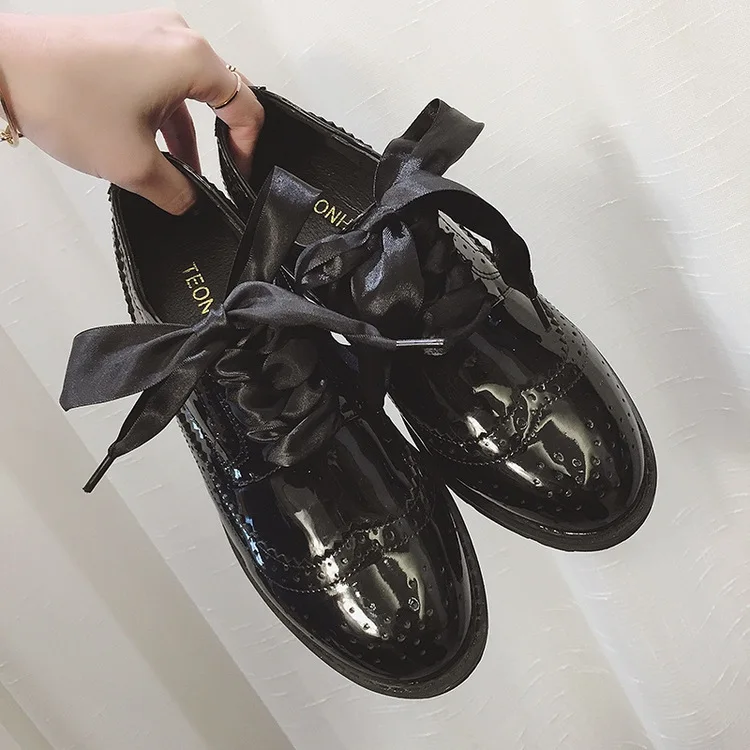 

New 2017 Women Single Shoes Round Toe Platform Buckle Square Butterfly-knot For Women Fashion Spring Punk Shoes Size 35-39