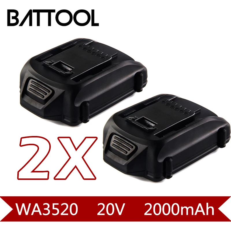 

2X 2000mAh 20V Li-ion WA3520 Rechargeable Battery: WORX WA3520 WG545 WG155 WG255 WG251 WG151 WG151.5 WG155 WG155.5