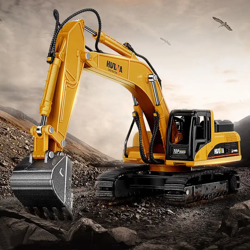 

1510 1:16 Scale RC 2.4G 11CH Metal Remote Control Engineering Digger Truck Model Toy Alloy Hydraulic Excavator Model