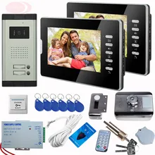 Door Video Phone Intercom System Outdoor Intercom 7 Inch Video Door 2 Monitor White/Black For Choose Rfid Unlock Electronic Lock