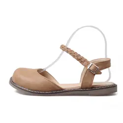 Летние милые сандалии на плоской подошве с закрытым носком; обувь в стиле Mori Girl; женские туфли mary jane с ремешком на лодыжке; женские сандалии