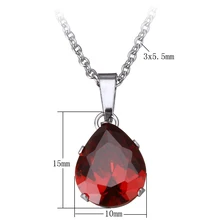 18 Inch earring necklace Teardrop oval chain cubic zirconia faceted more colors 10x15x7mm Stainless Steel Jewelry Sets