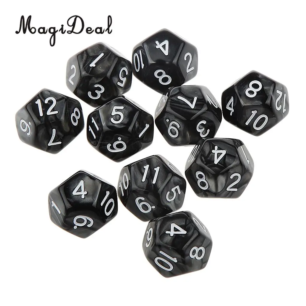 MagiDeal Высокое качество 10 шт Twelve Sided D12 игральные D & RPG Вечерние игры кубики для