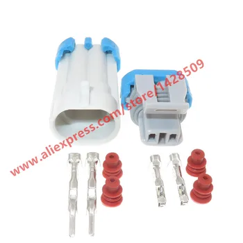 

10 Sets kit Delphi 2 pin way gray PA66 male and female electric Jet Valve Plug connector 12162343 12052644