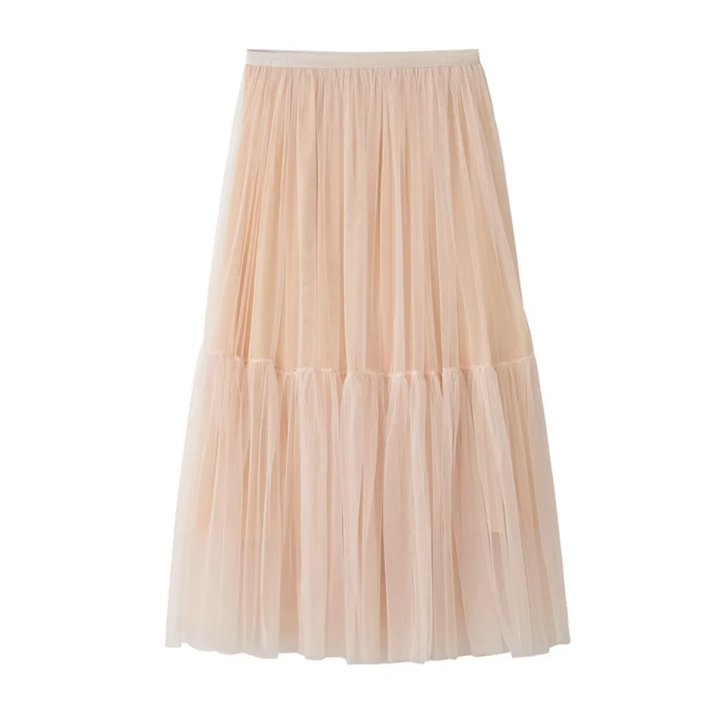 Женская юбка летняя повседневная женская летняя плиссированная юбка-пачка с высокой талией юбка миди из тюля с бисером May20 - Цвет: BG