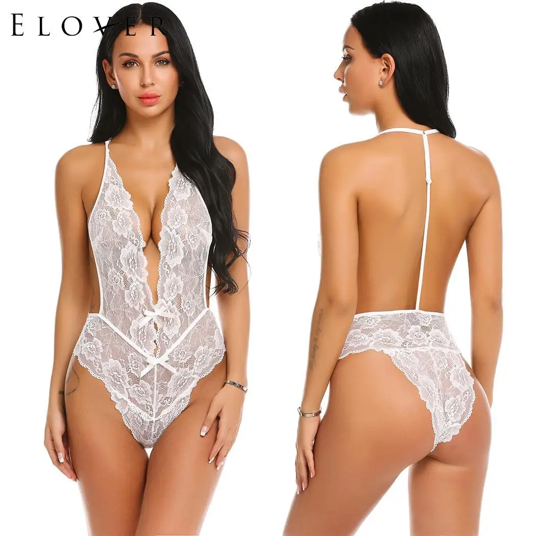 Elover encaje Promo disfraces lencería Sexy más tamaño Halter Backless Floral mujeres One Piece Bodysuit Tanga mujeres Elover encaje Promo disfraces lencería Sexy más tamaño Halter Backless Floral mujeres One Piece Bodysuit Tanga mujeres