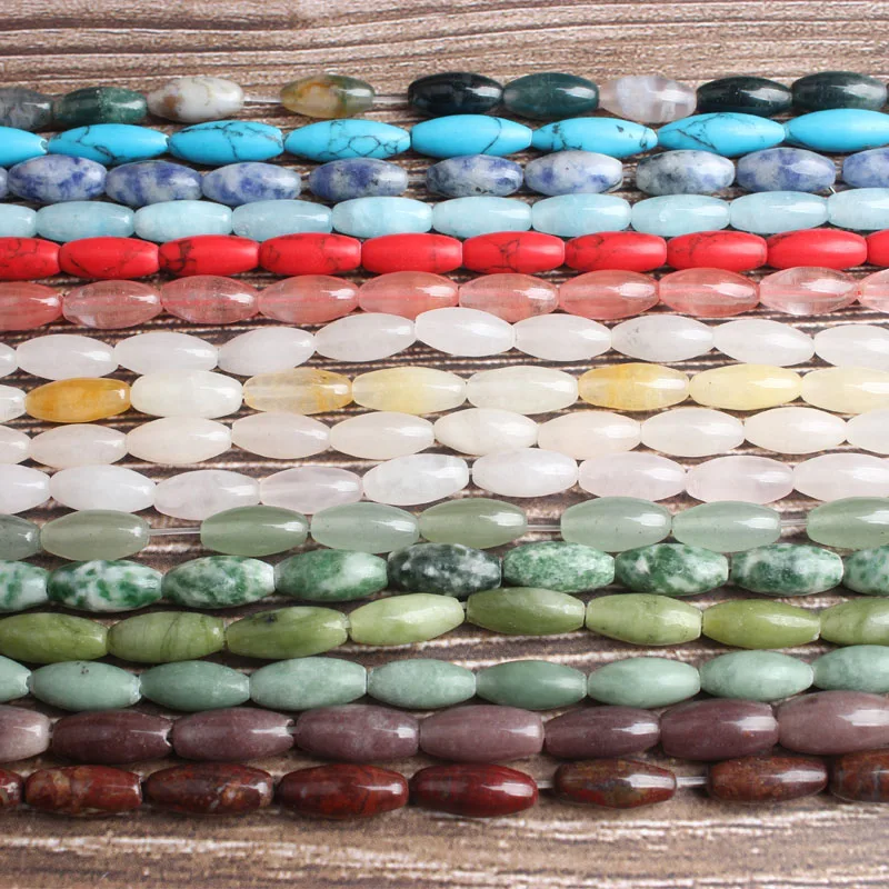 Lan Li, модные ювелирные изделия, 15x6 мм, разноцветные натуральные камни, свободные бусины, сделай сам, женский браслет, ожерелье, серьги-гвоздики и аксессуары