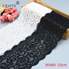 Fita de renda elástica preta e branca 10cm, largura, bonita, leite, laço, 1 quintal, decorativa, roupa íntima, vestido