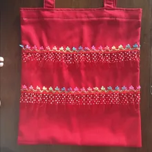 YILE Модная уникальная красная хлопковая Холщовая Сумка через плечо с плиссированной отделкой 715d