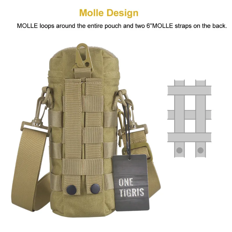 OneTigris тактический EDC мешок бутылки воды MOLLE спортивные бутылки Снайпер воды сумка-держатель для бутылки с плечевым ремнем