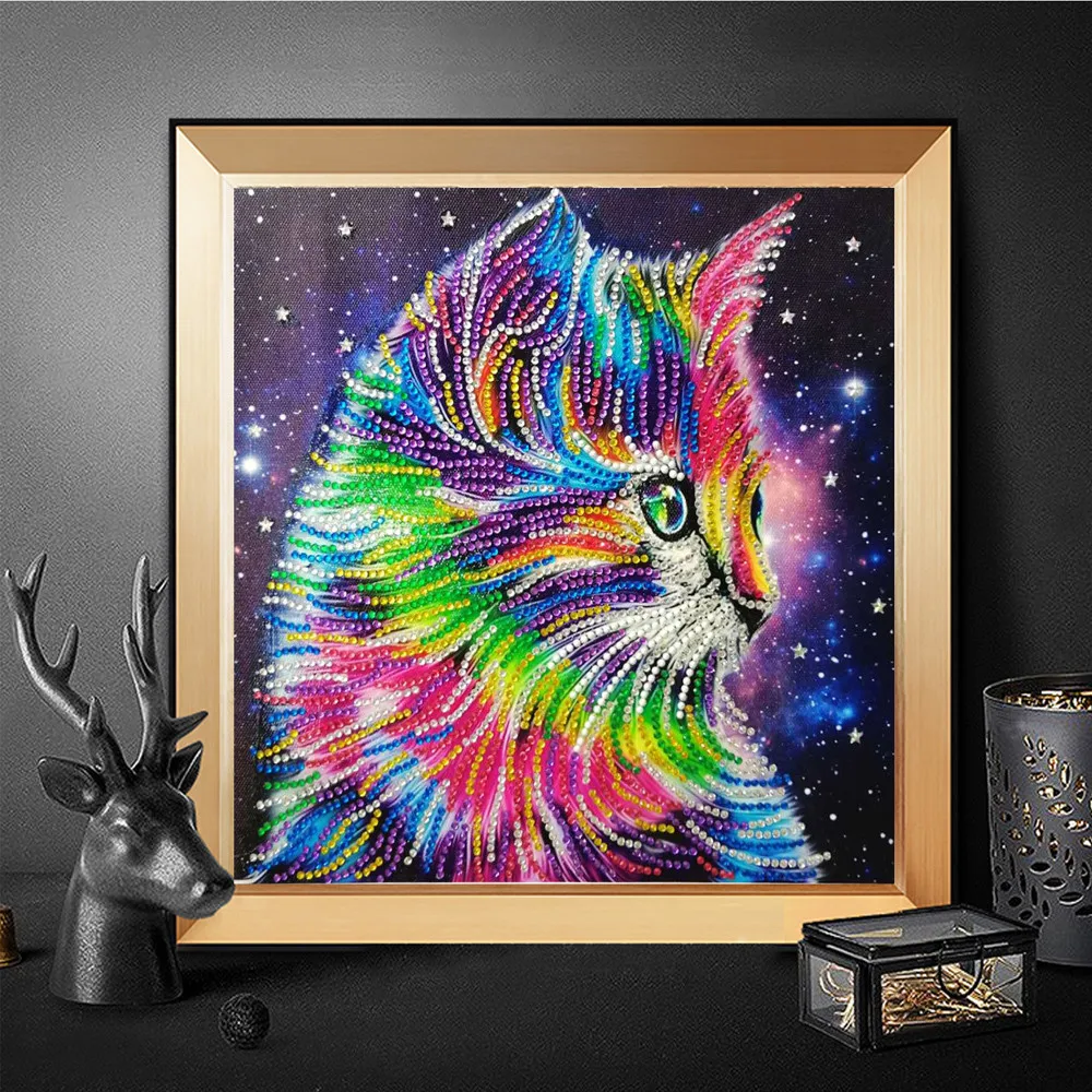 

Canvas Diamond Painting Diamond Embroidery Cat Pattern DIY 5D Partial Drill Cross Stitch Kits Crystal Rhinestone Of Picture Q4