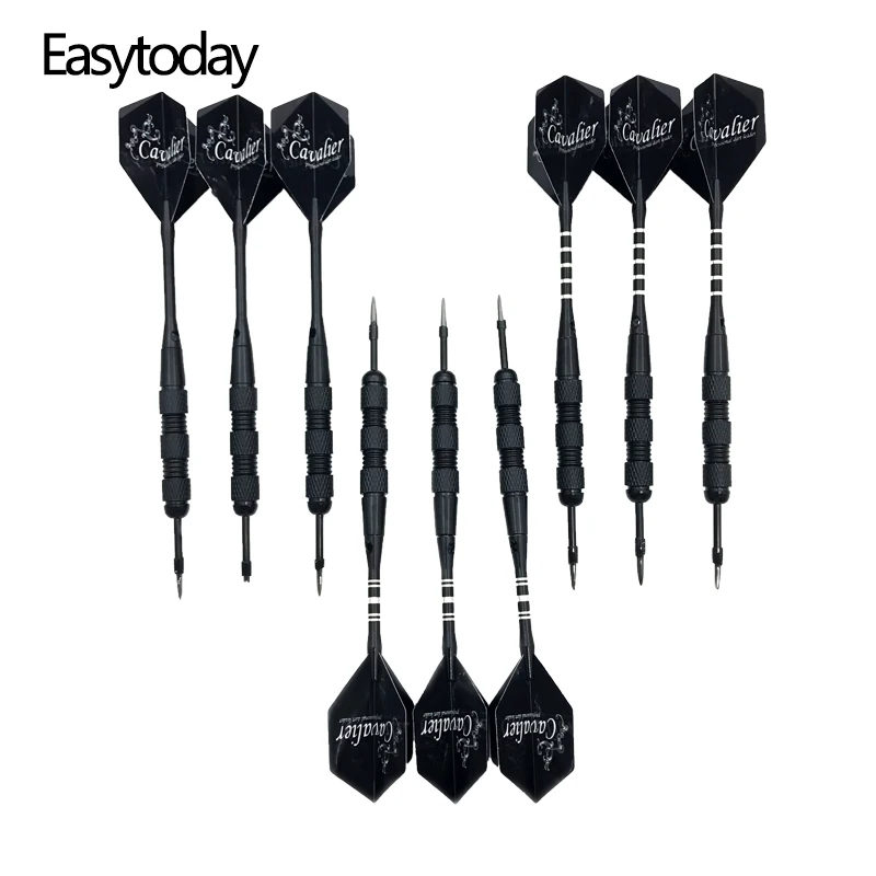 Easytoday 3Pcs/set High Quality Darts Steel Tip Metal Barrel Black