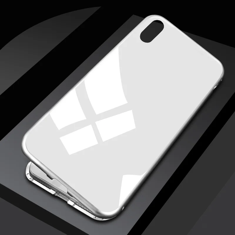 Популярный металлический магнитный чехол для iPhone XR XS MAX X 8 Plus 7 10, чехол из закаленного стекла с магнитом для iPhone 7, 6, 6 s Plus, чехол - Цвет: Full-white