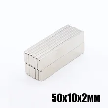20 шт 50x10x2 мм блок магнит 50*10*2 мм N35 Сильный квадратный NdFeB редкоземельные магниты неодимовые магниты 50 мм x 10 мм x 2 мм